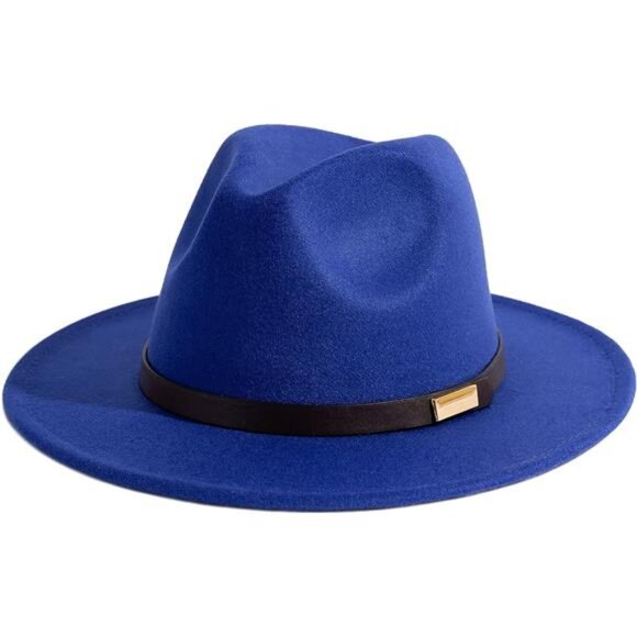 Fedora Hats for Men Wide Brim Panama Hat with Classic Belt